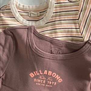Billabong Striped and Brown cropped tees